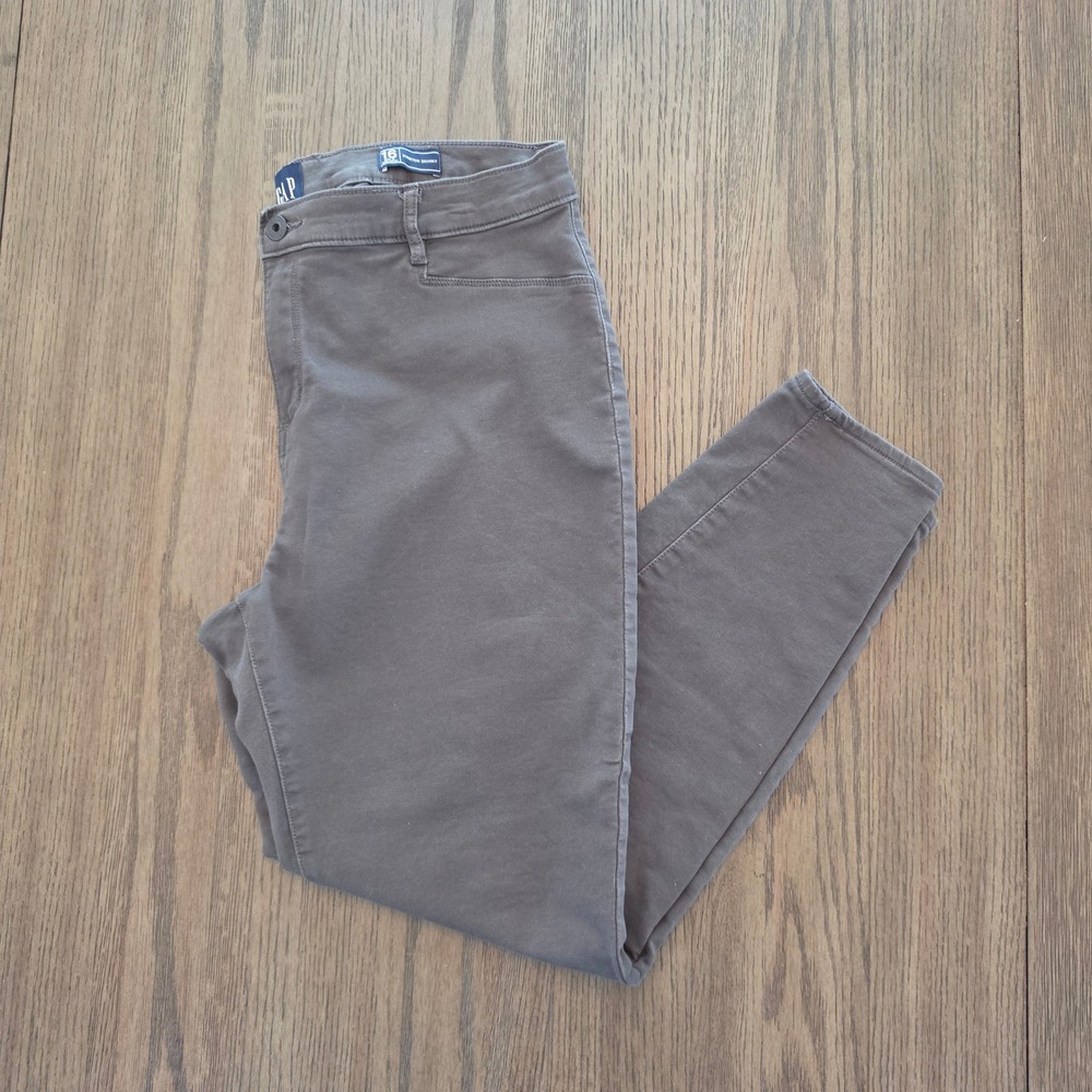 Gap Stretch Skinny Pants Womens 16 Grey Charcoal Mid Rise Tapered QLP1122S
